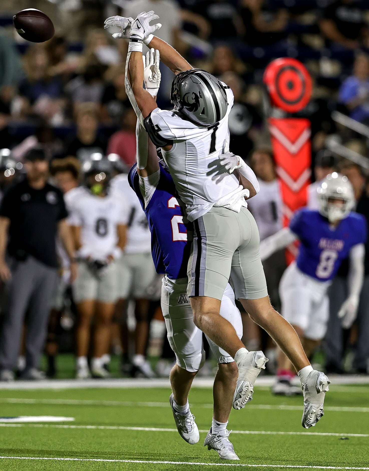 Denton Guyer wide receiver Jackson Shockley (7) can't come up with a reception as he is...