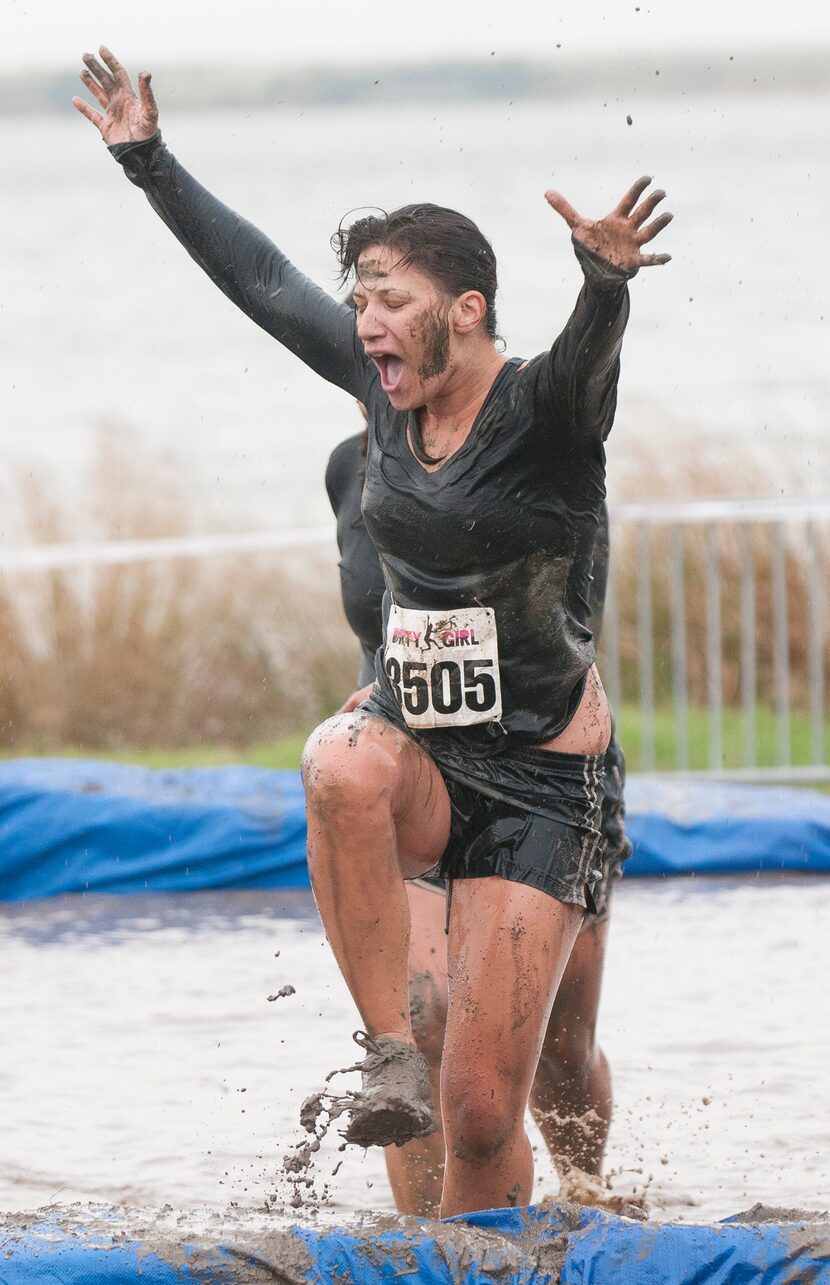 Women competing in the Dirty Girl Mud Run at Cedar Hill State Park on Saturday, Oct. 6,...