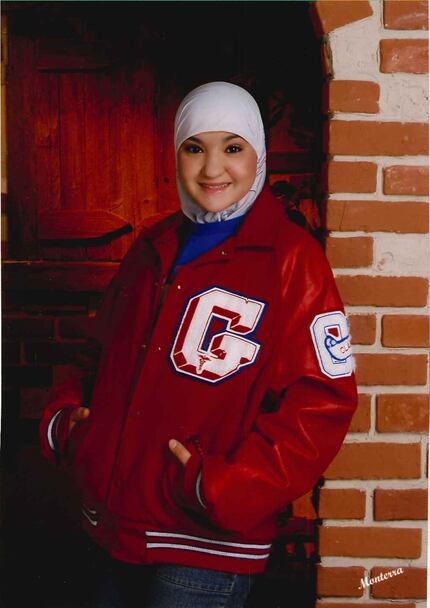 A high school photograph of Ghadir Qaddura after she began to wear the hijab.