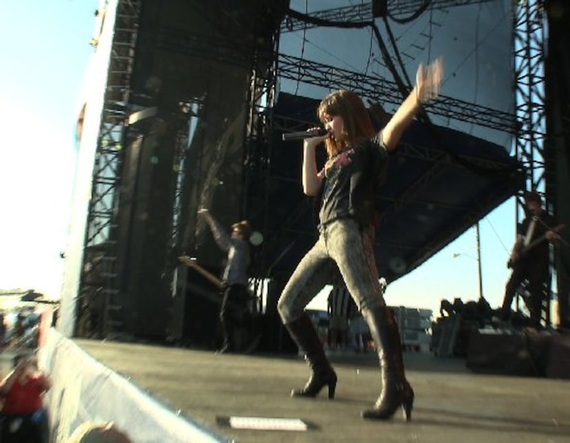 Demi Lovato sings during her concert at the State Fair of Texas on Sept. 28, 2008. 