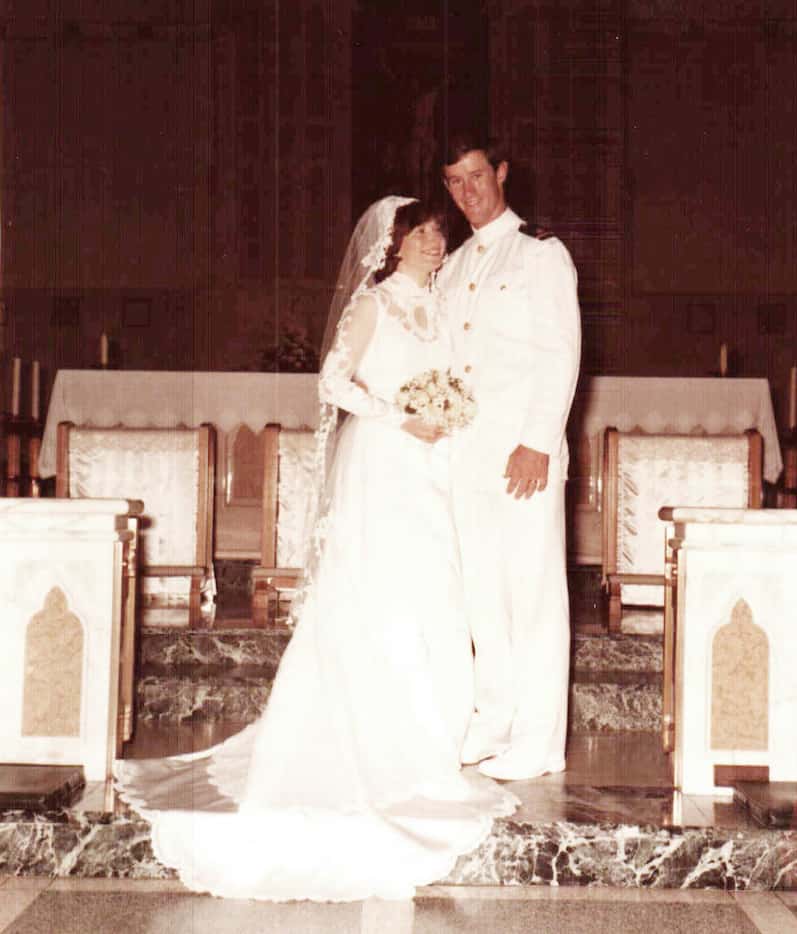 Georgeann and Bill McRaven at their wedding at St. Thomas Aquinas Catholic Church in Dallas...