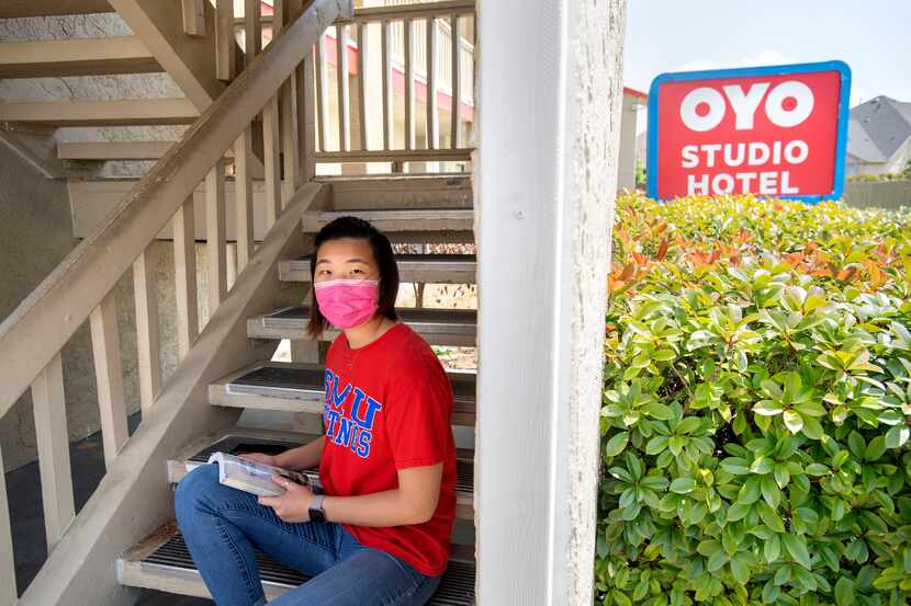 Joie Lew, a freshman at Southern Methodist University, is currently living out of the OYO...