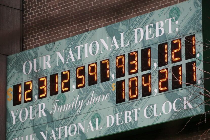 This Feb. 1, 2010, file photo shows the National Debt Clock in New York. 