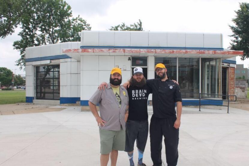Sam Wynne, Jeff Fryman and David Pena of Braindead Brewing outside their new spot, which...