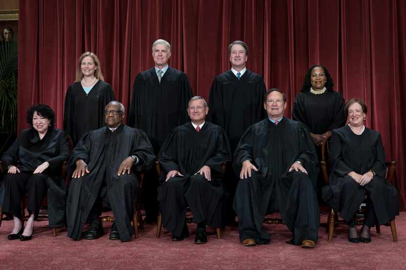 Members of the Supreme Court on Oct. 7, 2022. Bottom row, from left, Justice Sonia...