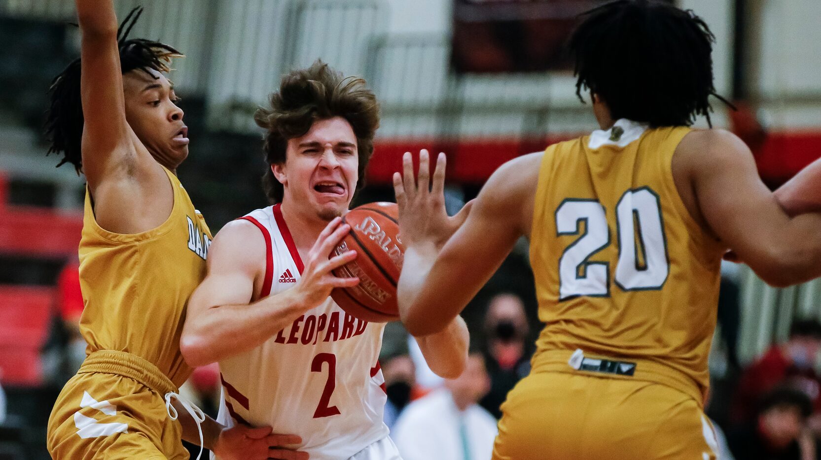 Lovejoy senior guard Mitchell Weaver (2) battles South Oak Cliff senior guards Dejuan...