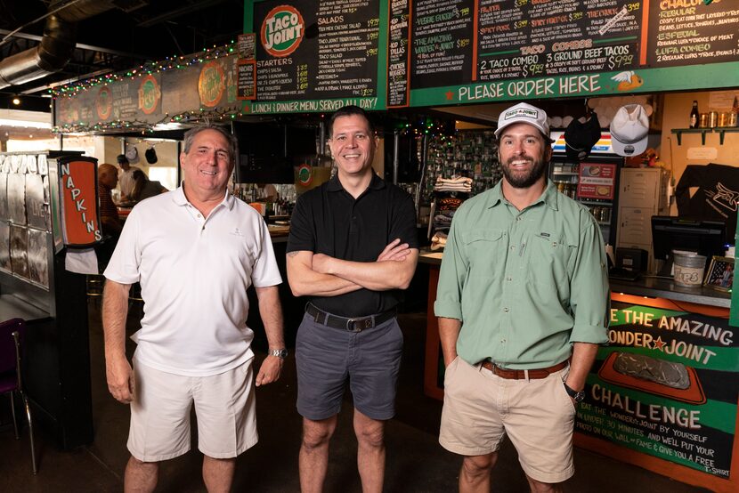 Taco Joint business partners David Catalano, left, Jeffrey Kowitz and Corey McCauley are...