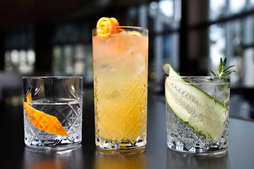 Nonalcoholic cocktails (from left):  the Grove, Spice and Garden cocktails with Seedlip...