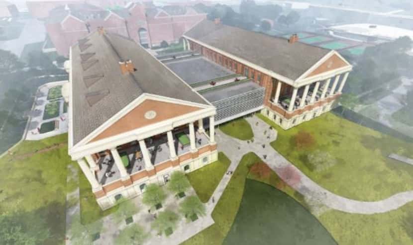 A conceptual design of TWU's under-construction health sciences center in Denton.