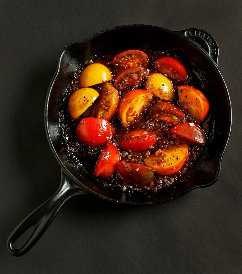 Glaze fresh tomatoes  with a splash of balsamic vinegar and butter for a simple but elegant...