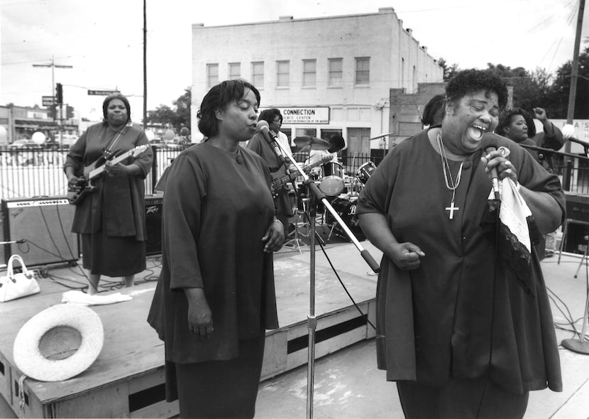 Rosetta Canady sang lead vocals and Minnie Wilson sang backup during a performance by the...