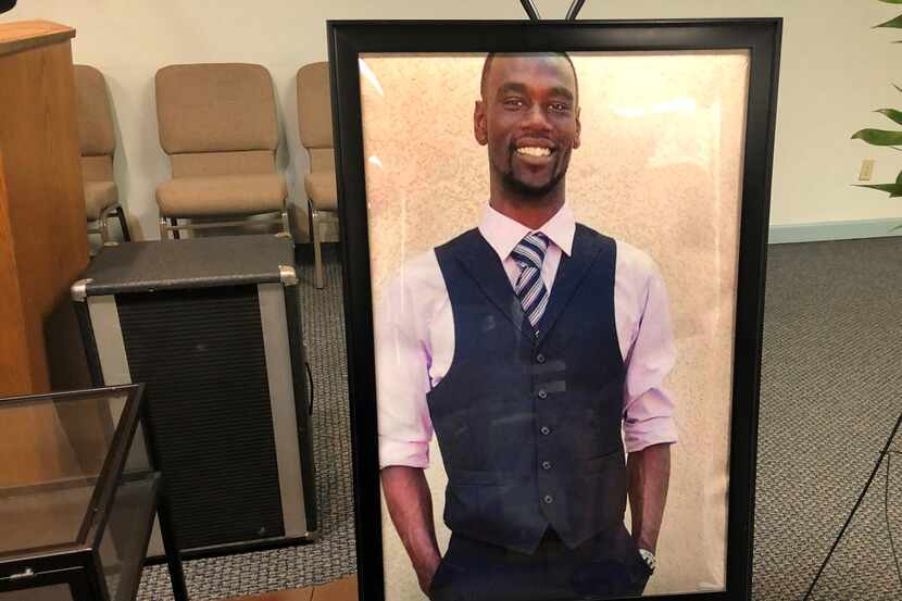 A portrait of Tyre Nichols is displayed at a memorial service for him Jan. 17 in Memphis, Tenn.