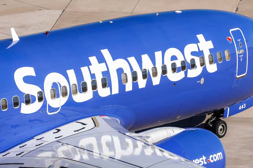 A Southwest Airlines plane at the terminal at Dallas Love Field airport in Dallas on...