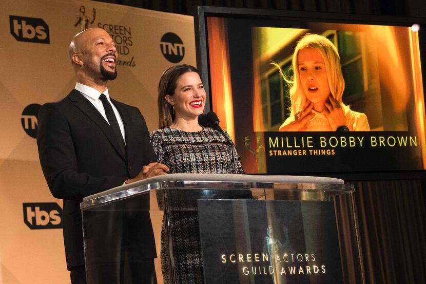 Common and Sophia Bush speak onstage during the 23rd Screen Actors Guild Awards Nominations...
