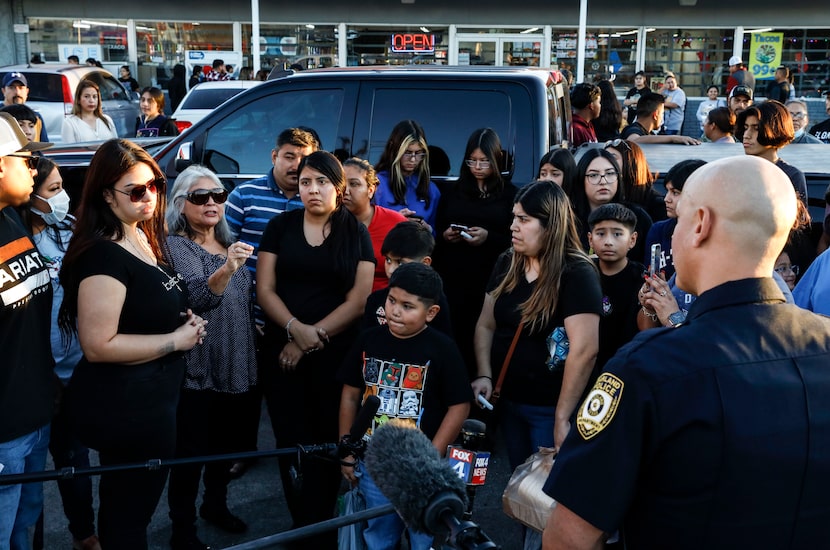 During Tuesday's vigil at the Texaco station, Garland police Lt. Pedro Barineau, a...