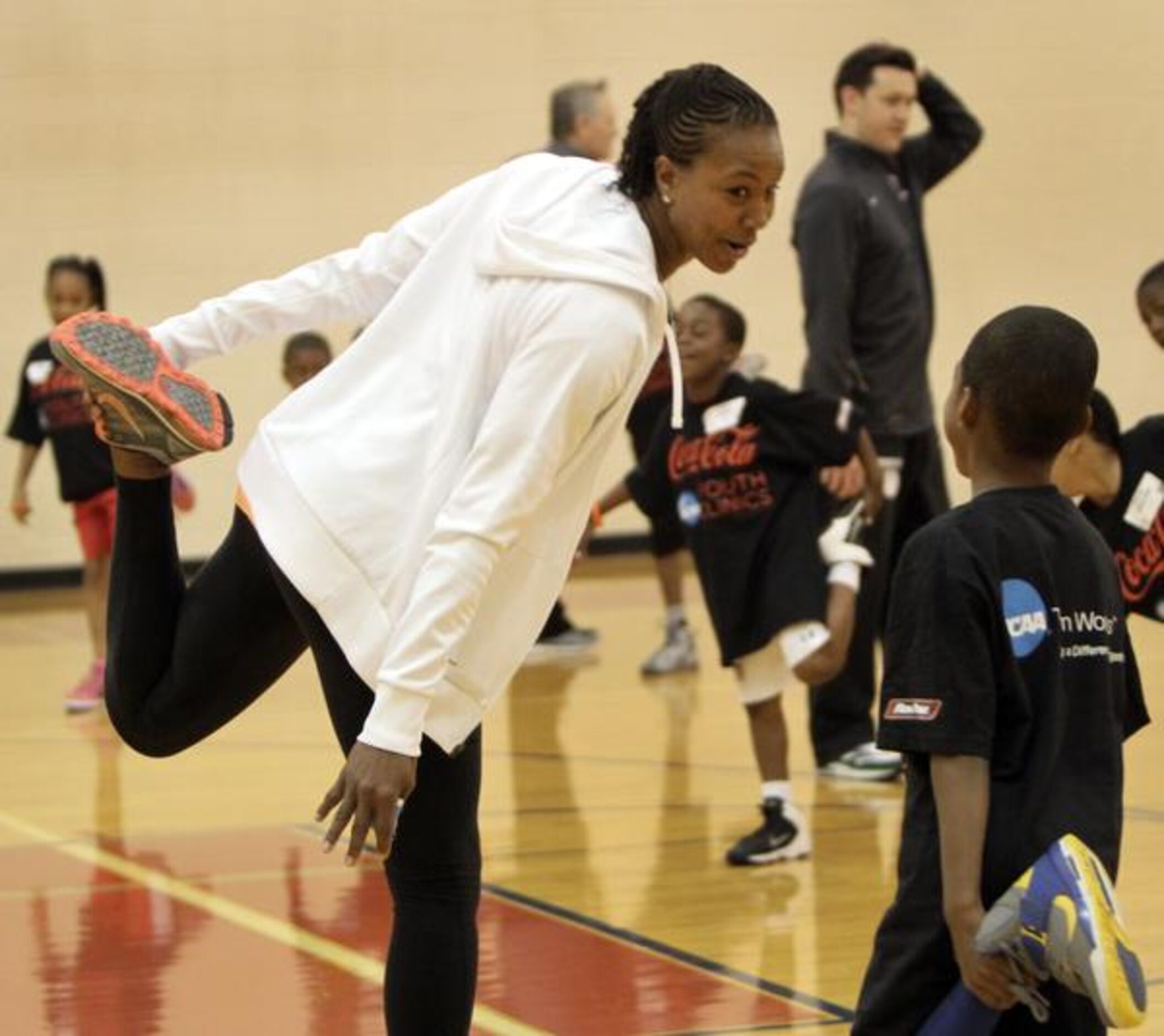 
WNBA player Tamika Catchings of the Indiana Fever returned to her alma mater where she was...