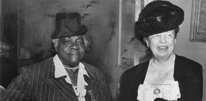 FILE - Civil rights leader Mary McLeod Bethune, left, the first black woman to head a...