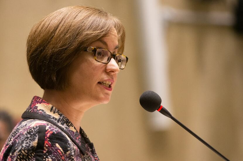 City of Dallas Chief Financial Officer Elizabeth Reich addressed the City Council at Dallas...