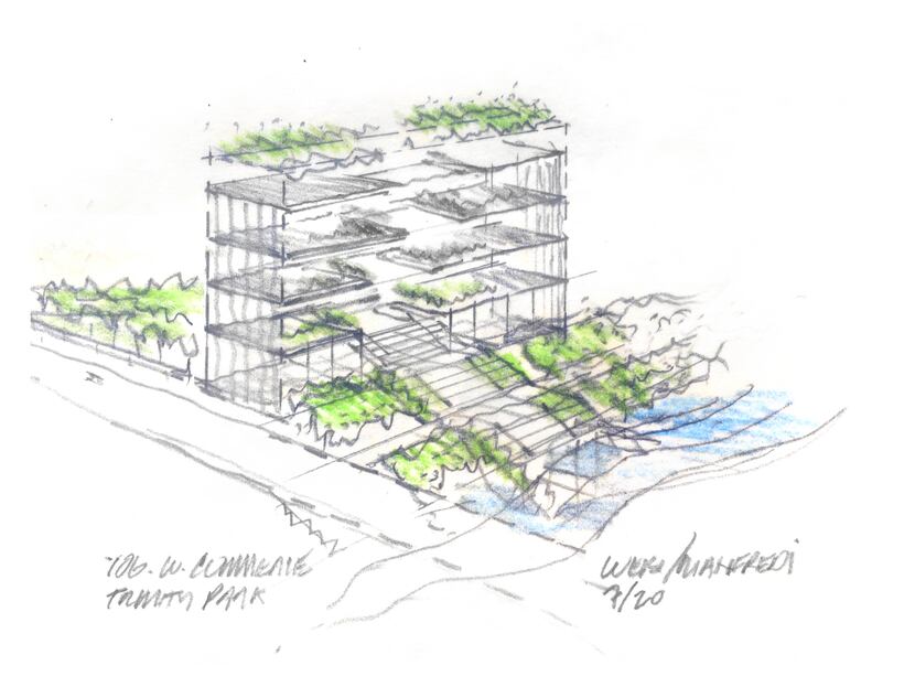 A sketch by Weiss/Manfredi architects shows design inspiration for its renovation of the...
