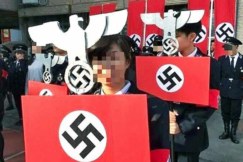 Students holding a Nazi-themed parade in Taiwan.