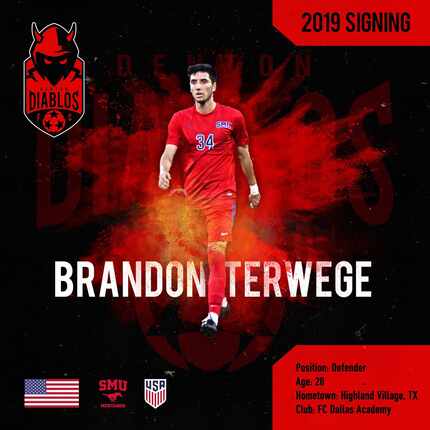 Denton Diablos social media announcement image of their first ever player signing, Brandon...