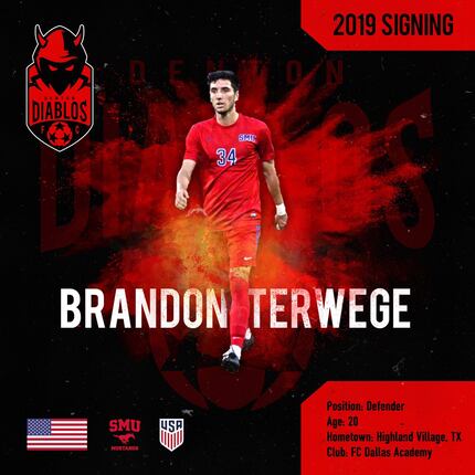 Denton Diablos social media announcement image of their first ever player signing, Brandon...