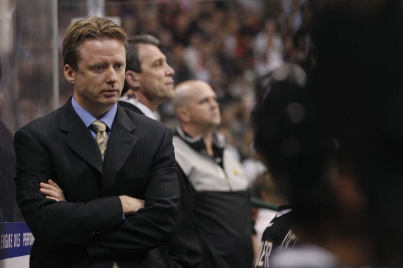 Dallas Stars head coach Glen Gulutzan in a game against the Los Angeles Kings during the...