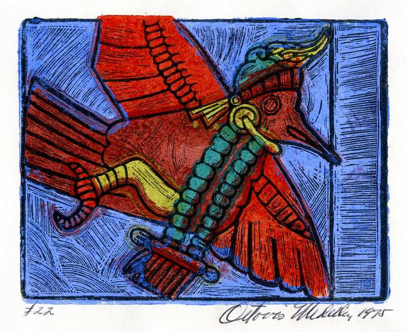 The Hummingbird , Block Print, 1975, Octavio Medellin Collection, Bywaters Special...