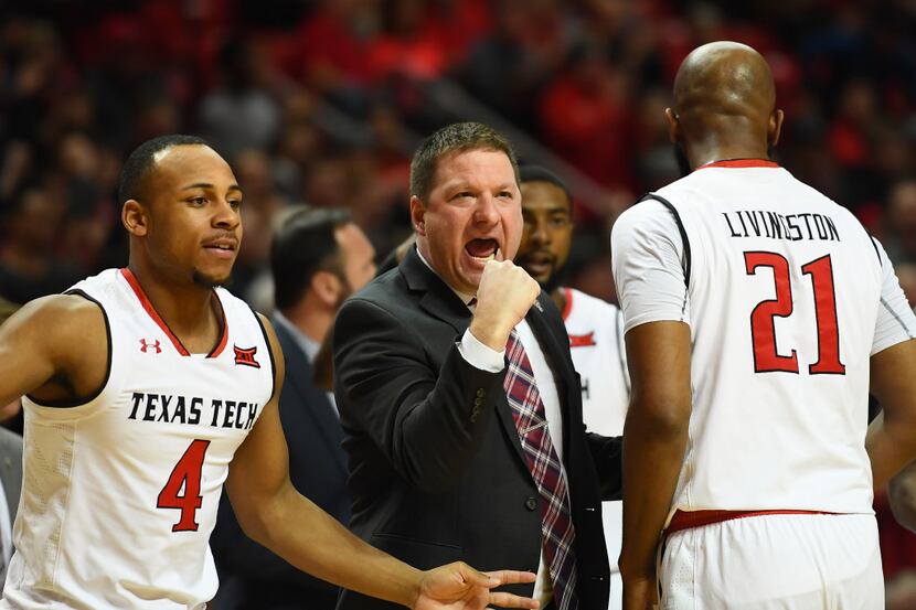 LUBBOCK, TX - FEBRUARY 13: Head coach Chris Beard of the Texas Tech Red Raiders reacts to...