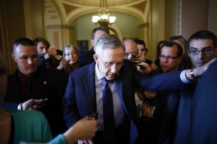Senate Majority Leader Harry Reid of Nevada left the Senate floor to meet with Democratic...