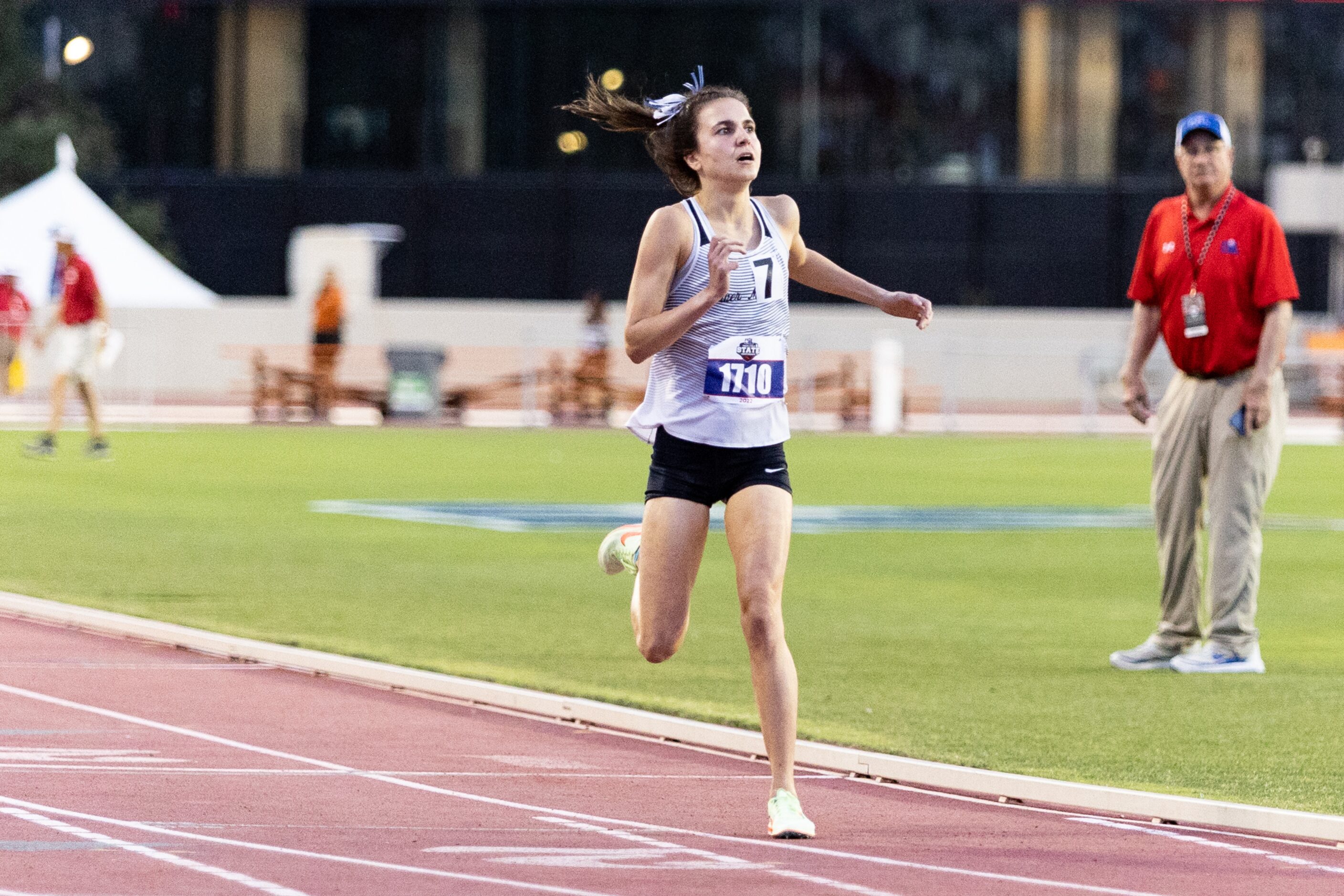 Natalie Cook of Flower Mound competes in the girls’ 1600-meter final at the UIL Track &...