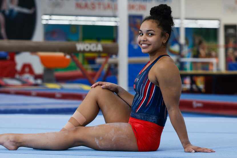 Gymnast Konnor McClain, 17, who has Olympic aspirations  at WOGA gymnastics on Wednesday,...