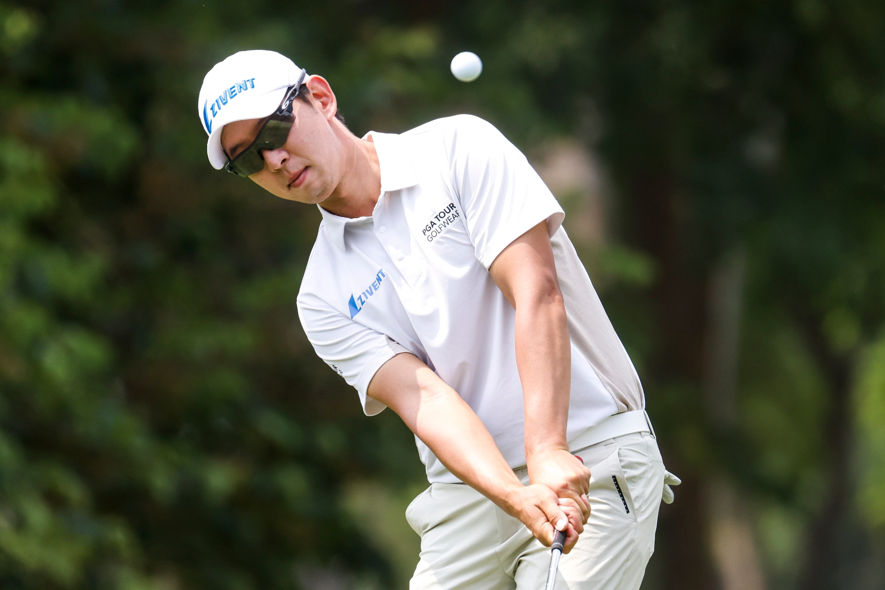 S.Y. Noh of South Korea hits to the green on the second hole during the second round of the...