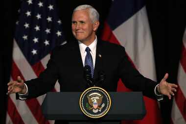 Vice President Mike Pence spoke during a business dinner in Santiago on Aug. 16.  