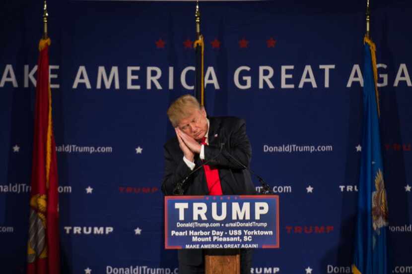 Donald Trump mocked Jeb Bush at a Pearl Harbor Day Rally at the U.S.S. Yorktown on Dec. 7,...