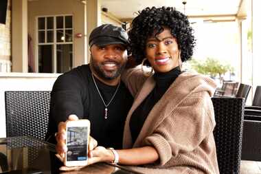 Tye Caldwell, left, and Courtney Caldwell show off their ShearShare app at Stonebriar...