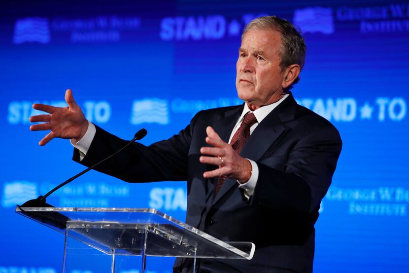 Former President George W. Bush speaks Friday, June 23, 2017, during "Stand-To," a summit...