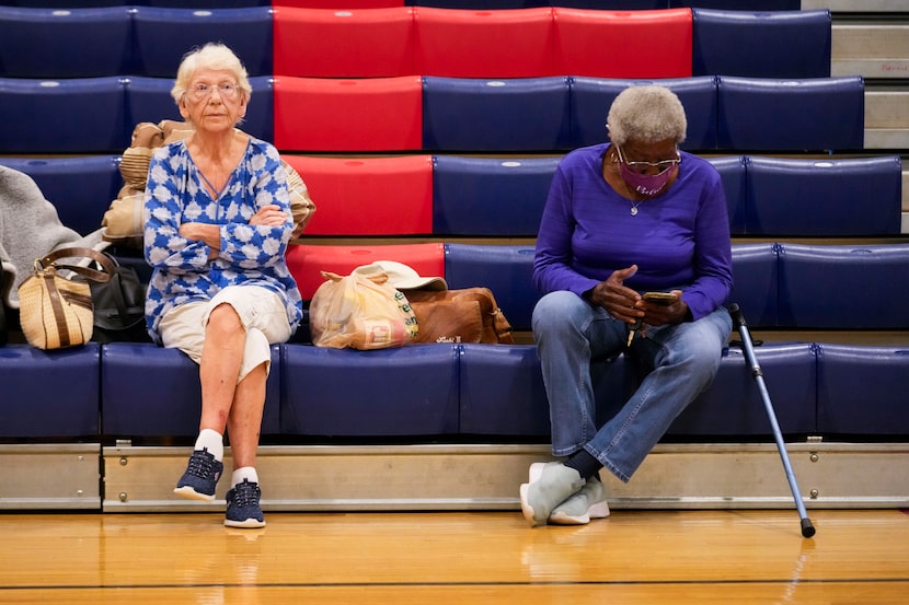 Jean McCloud (left)  and Bernice Walker, both of Tallahassee, sat inside a hurricane...