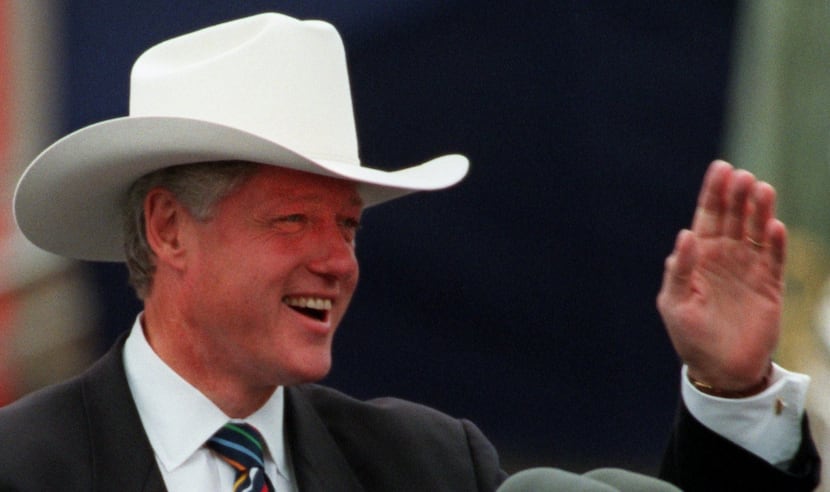 President Bill  Clinton waved to the crowd at a political rally in Sundance Square in Fort...