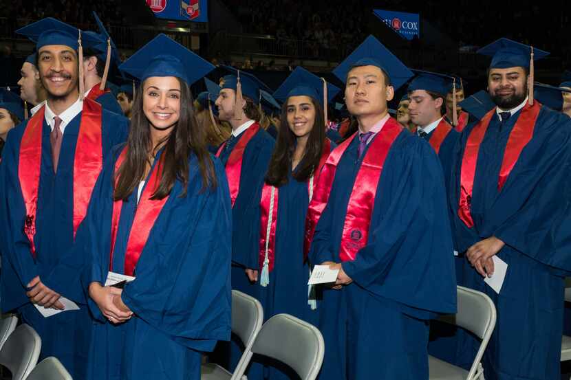 Students graduating at SMU in commencement robes
