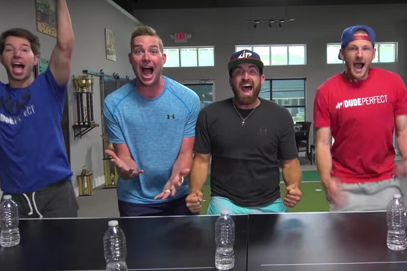 Here's an example of Dude Perfect's celebrations. They're fun. Dude Perfect is a Frisco...