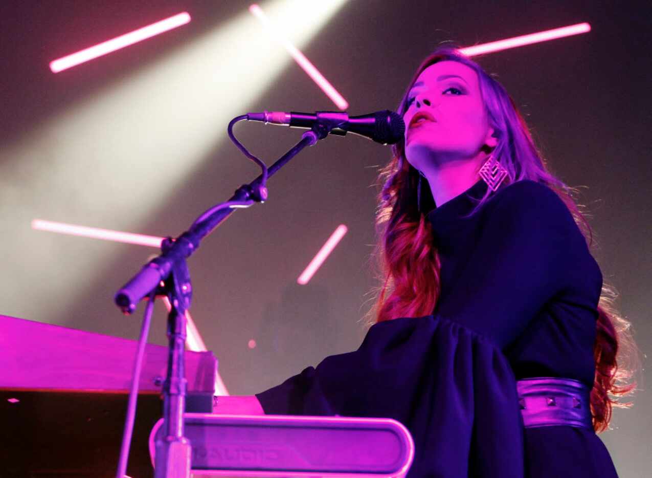 Kaela Sinclair performs with the electronic music group M83 at The Bomb Factory, on April 8,...