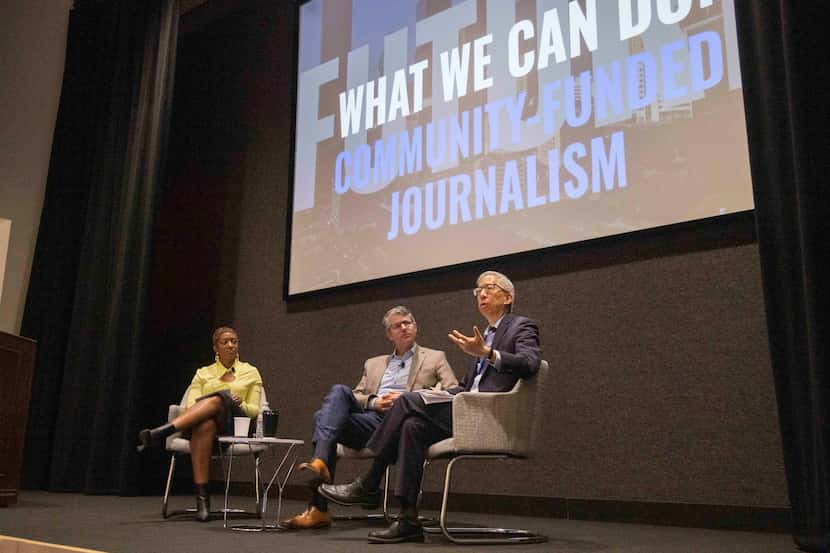 Dallas Morning News assistant managing editor Tom Huang (right) discussed the publication's...