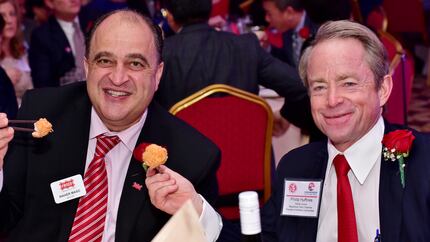 Frisco Mayor Maher Maso and Dallas County Republican Party Chair Phillip Huffines enjoy...