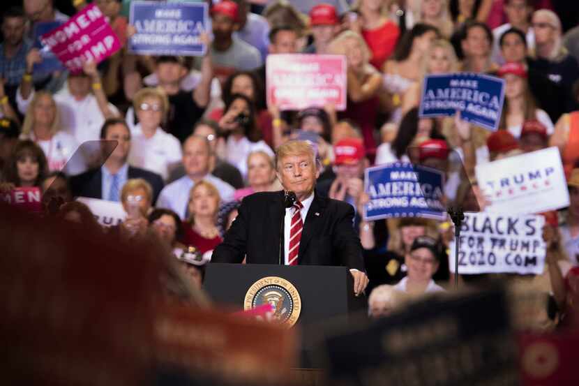 President Donald Trump holds a rally in Phoenix, Aug. 22, 2017. 