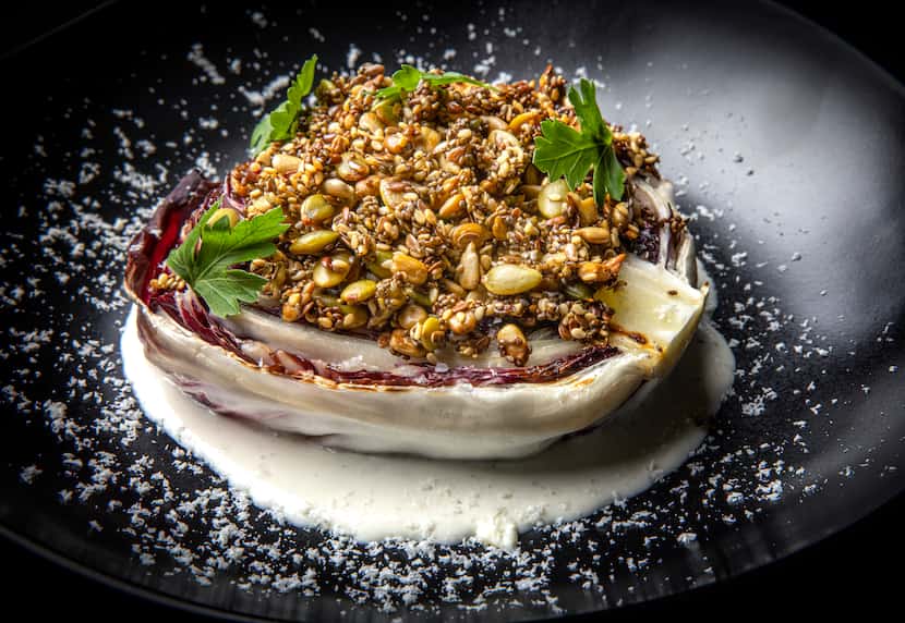 Charred Radicchio With Gorgonzola and Seedy Love Sprinkle from Rancho Loma
