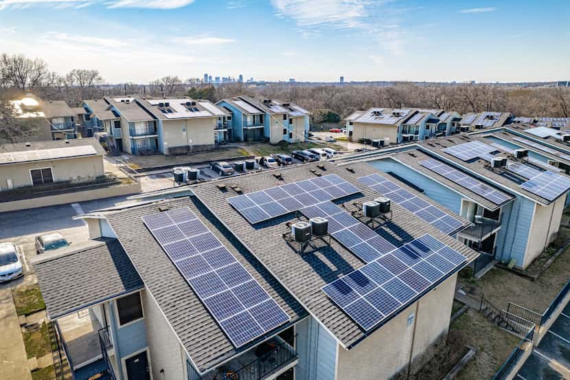 Solar panels on homes in Fort Worth.