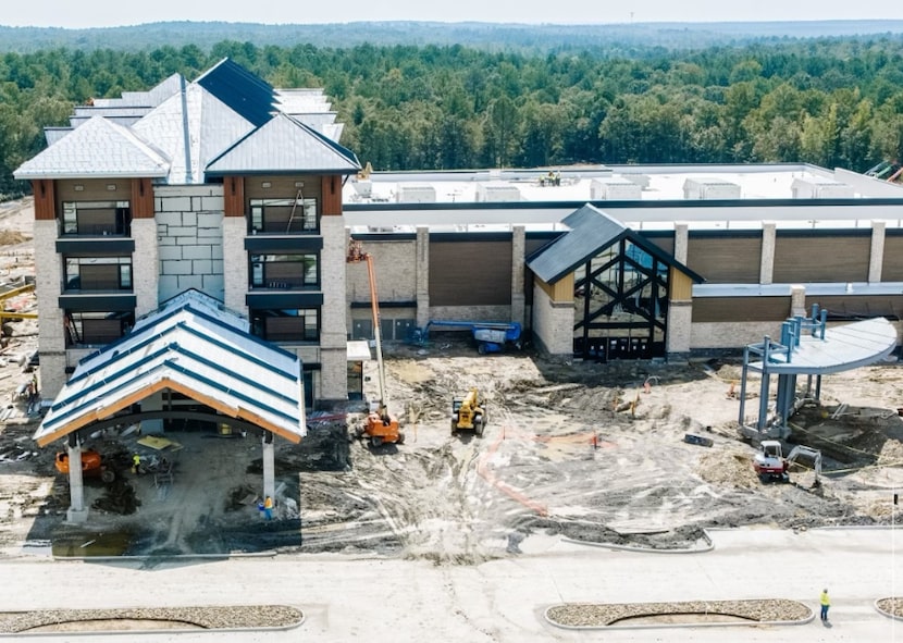 This construction photo of Choctaw Landing was posted in October 2023 to the resort and...