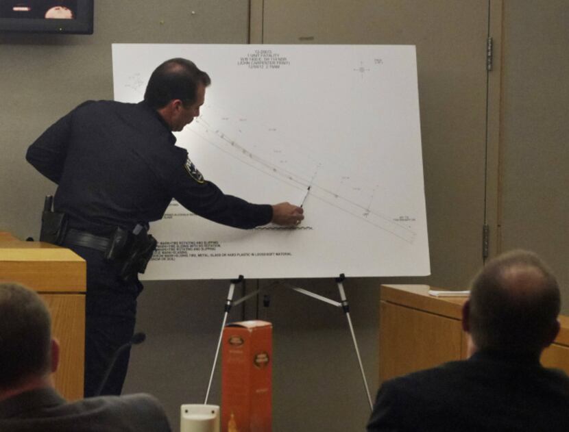 Irving police investigator James Fairbairn on Wednesday referred to a map he drew of the...