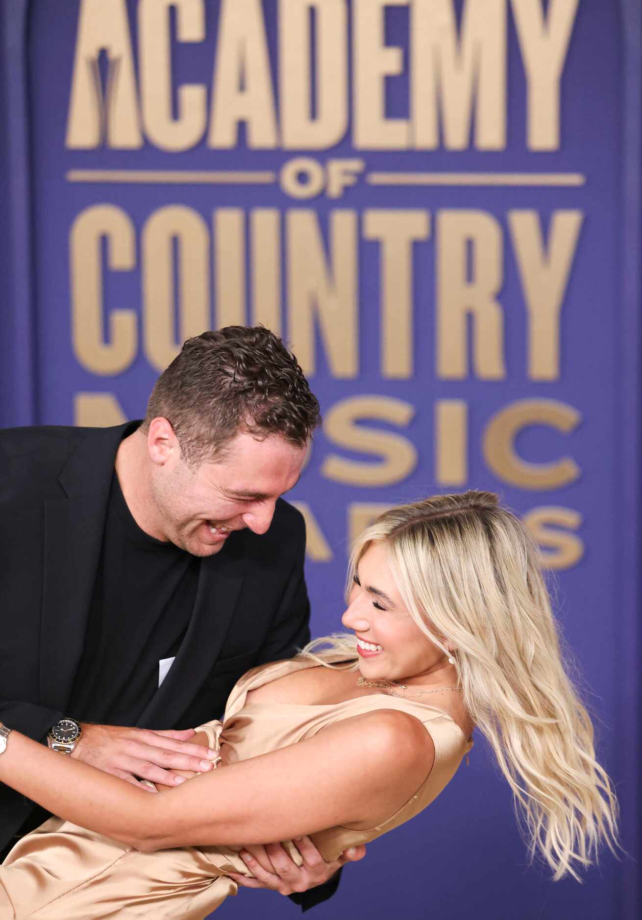 Ben Williams, and Bella Hudson arrive at the 59th Academy of Country Music Awards red carpet...